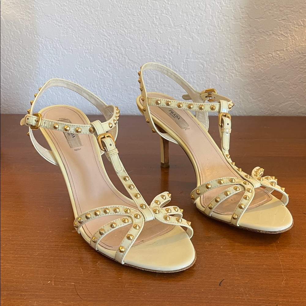 Prada Cream Studded Heels